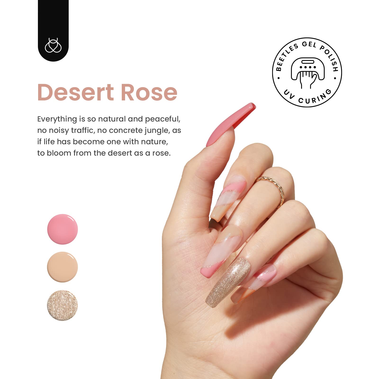 Foto 2 | Set De Esmaltes En Gel Beetles Desert Rose Collection, 6 Colores - Venta Internacional.