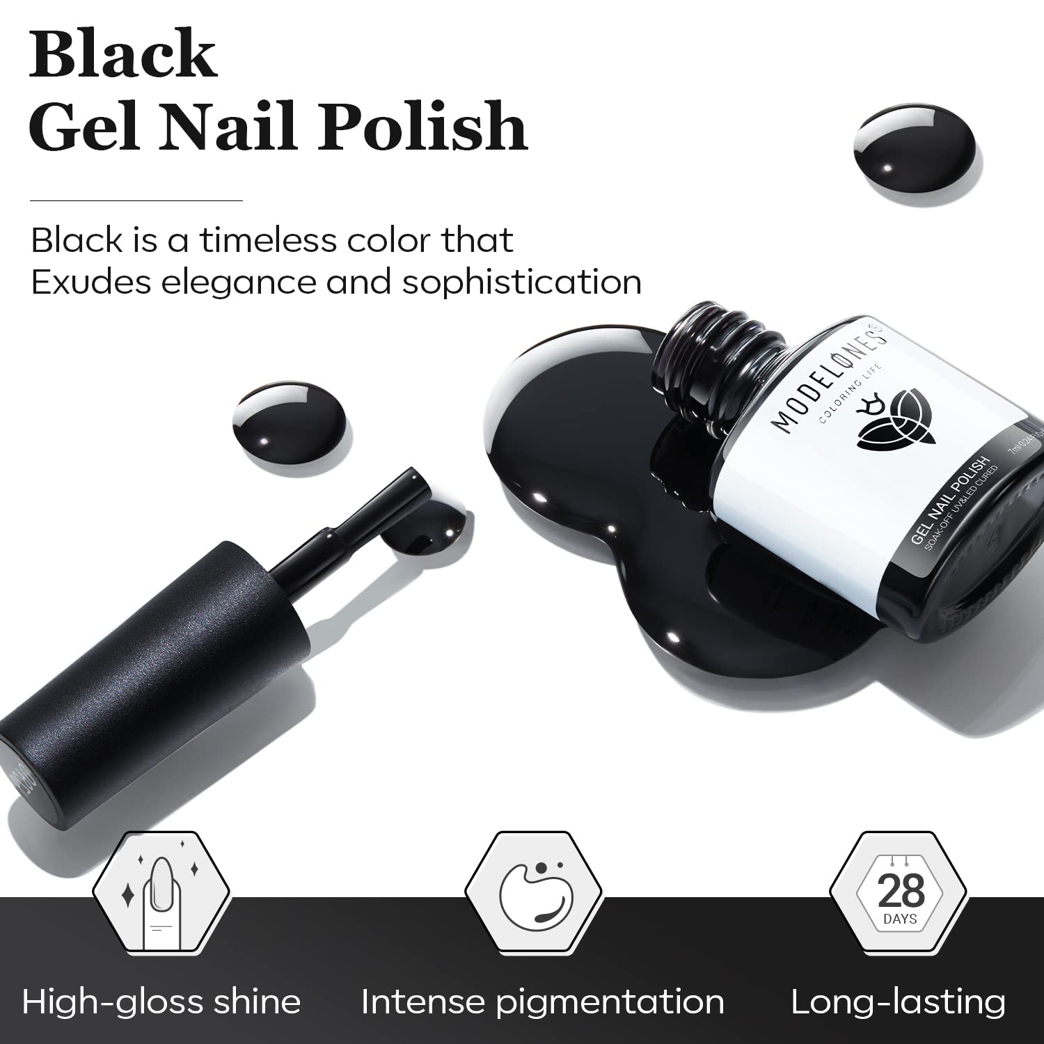 Foto 4 pulgar | Esmalte De Uñas En Gel Modelones, Color Negro, 15 Ml, Soak Off Winter Color - Venta Internacional.