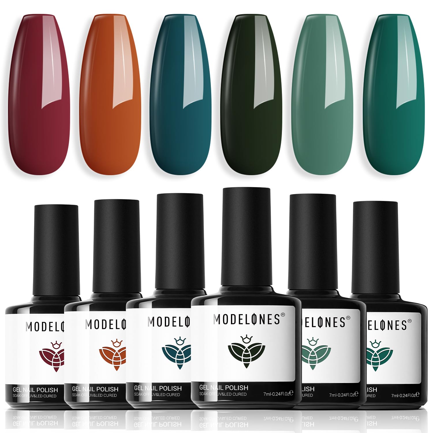 Set De Esmaltes De Uñas En Gel Modelones, 6 Colores, Verde Retro, 7 Ml - Venta Internacional.