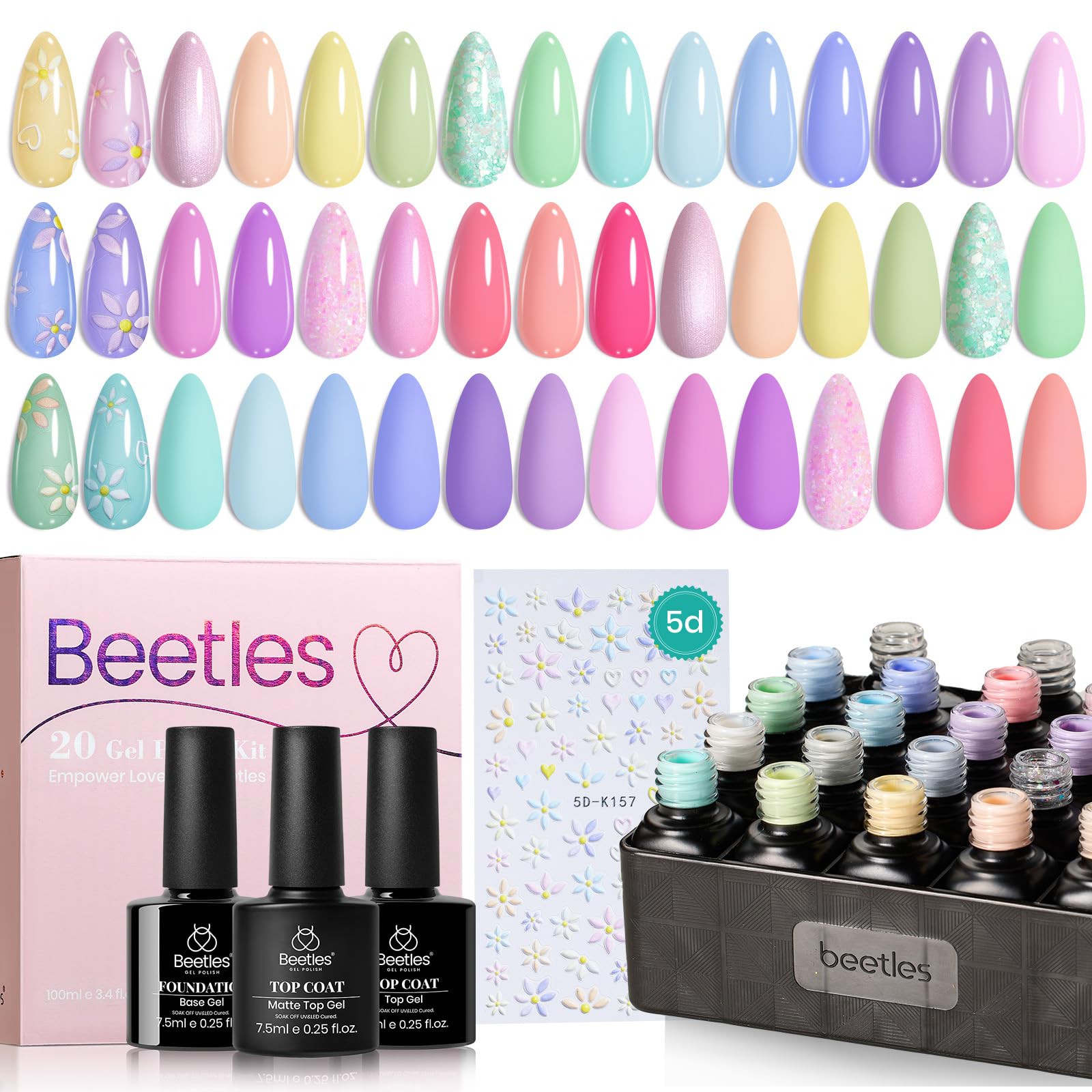 Foto 2 pulgar | Set De Esmaltes De Uñas Beetles Pastel Gel, 20 Colores, Regalo De Primavera - Venta Internacional.