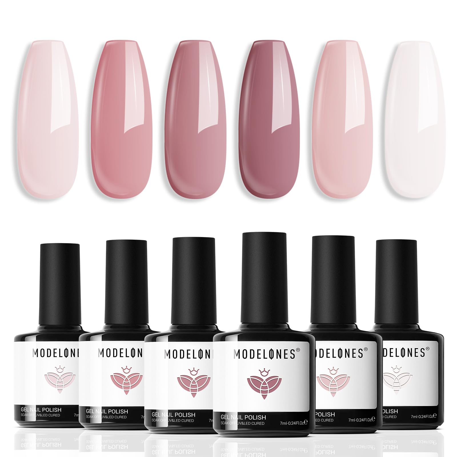 Foto 2 pulgar | Set de Esmaltes para Uñas de Gel Modelones 6 Colores Rosa Nude 7 ml c/u - Venta Internacional