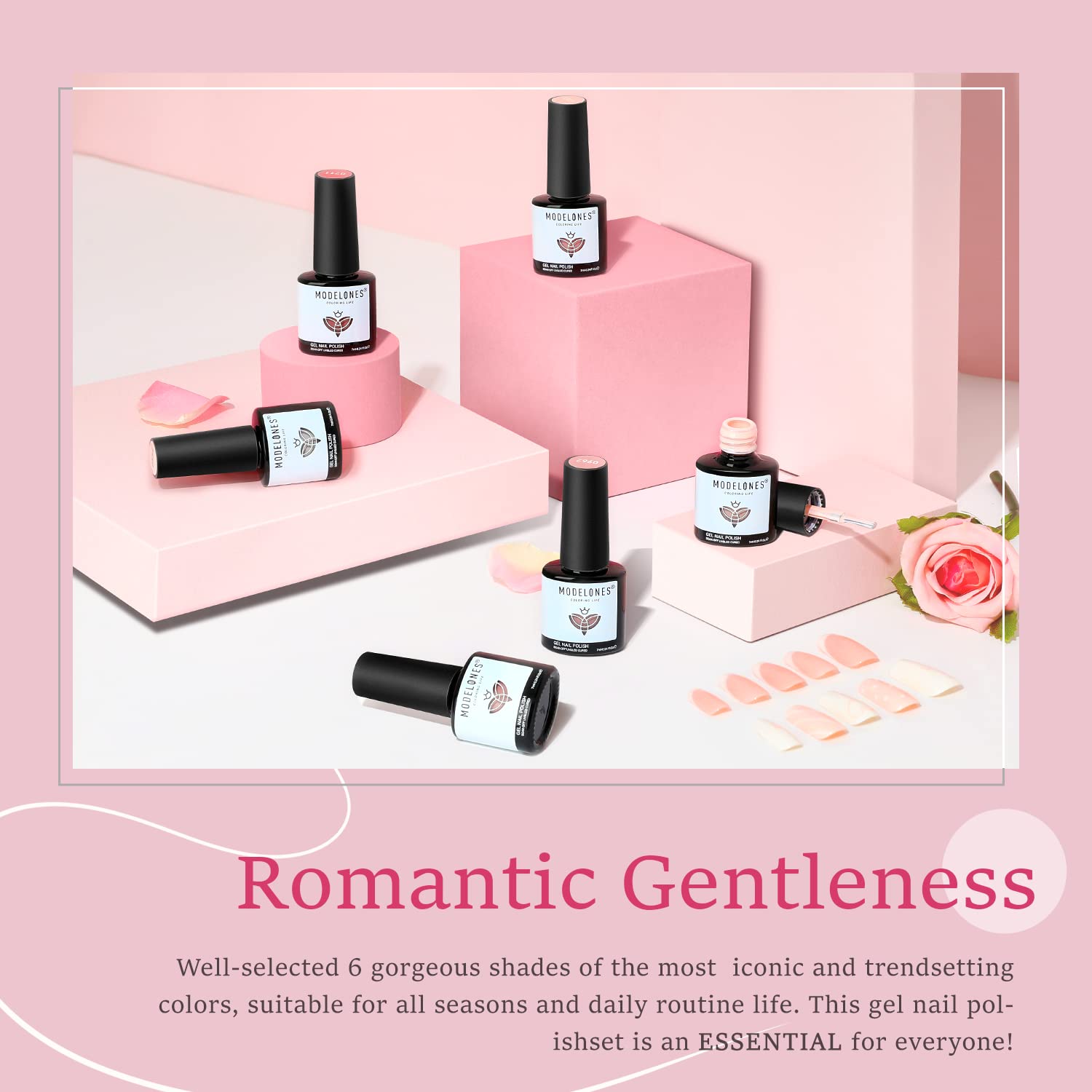 Foto 6 pulgar | Set de Esmaltes para Uñas de Gel Modelones 6 Colores Rosa Nude 7 ml c/u - Venta Internacional