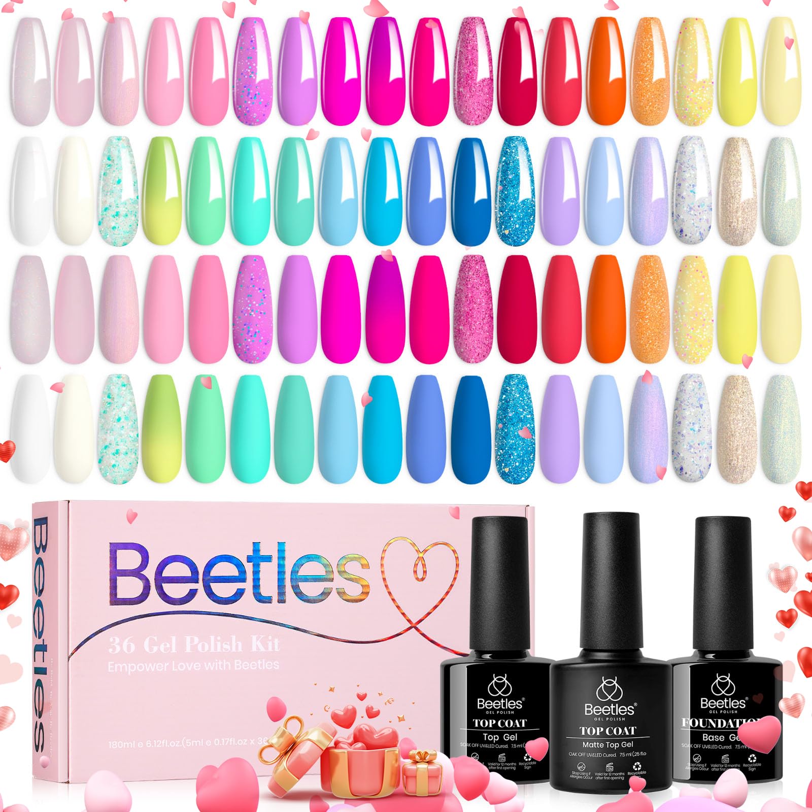 Foto 1 | Set De Esmaltes De Uñas En Gel Beetles Pastel, 39 Unidades Con Capa Superior Base - Venta Internacional.