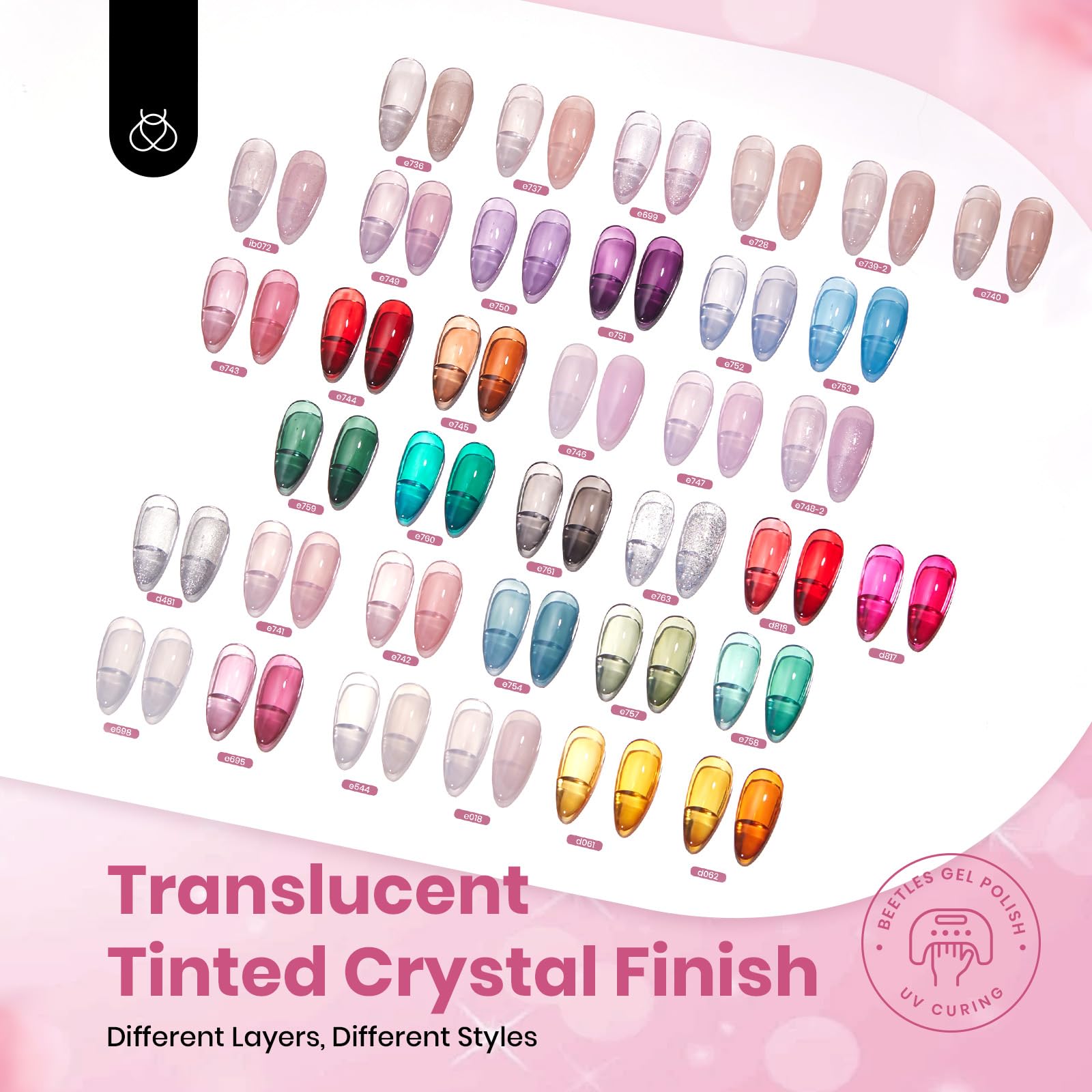Foto 7 pulgar | Set De Esmaltes De Uñas En Gel Beetles, 53 Unidades, 36 Colores - Venta Internacional.