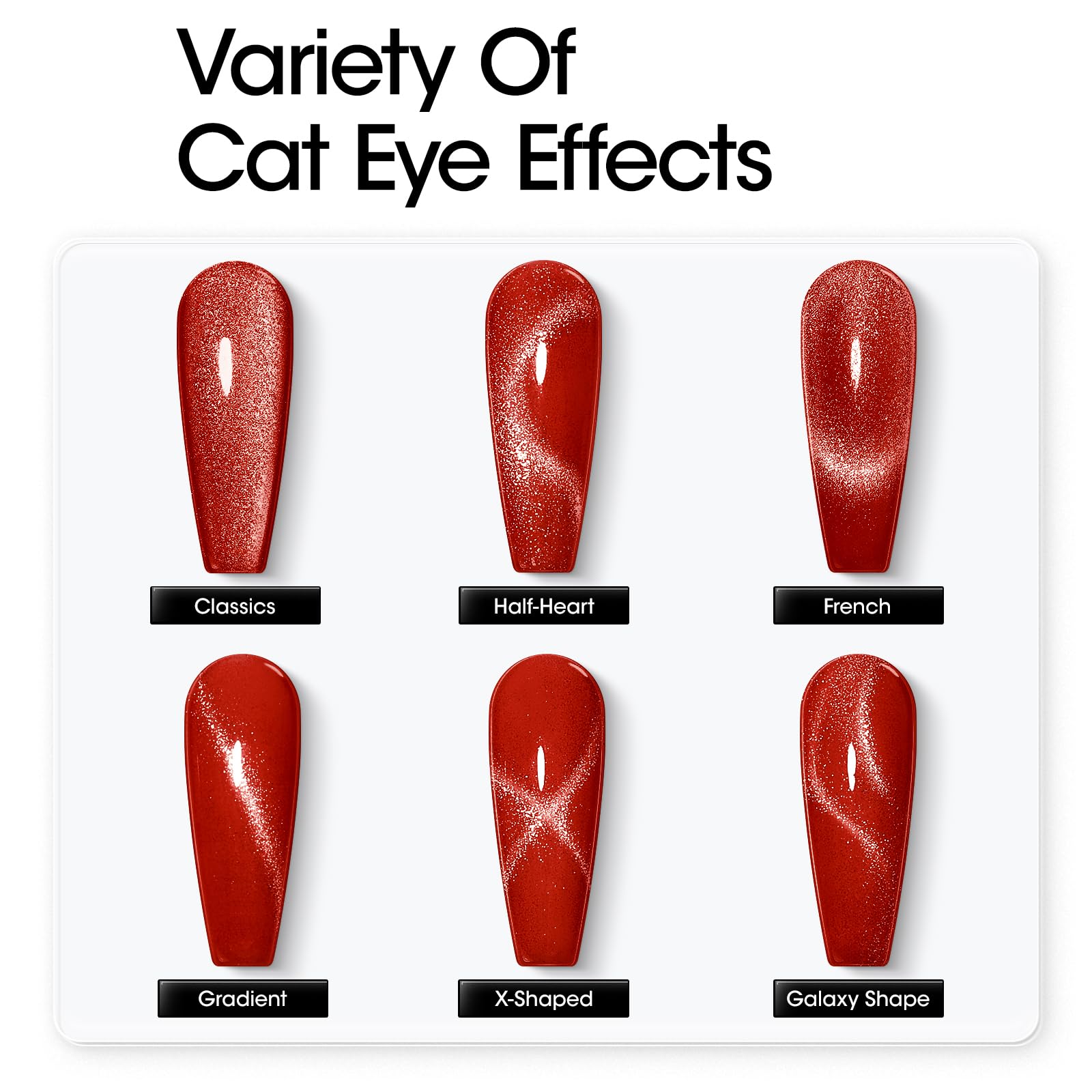 Foto 7 pulgar | Set De Esmaltes De Uñas En Gel Gellen Glitter Cat Eye, 6 Colores, Rojo - Venta Internacional.