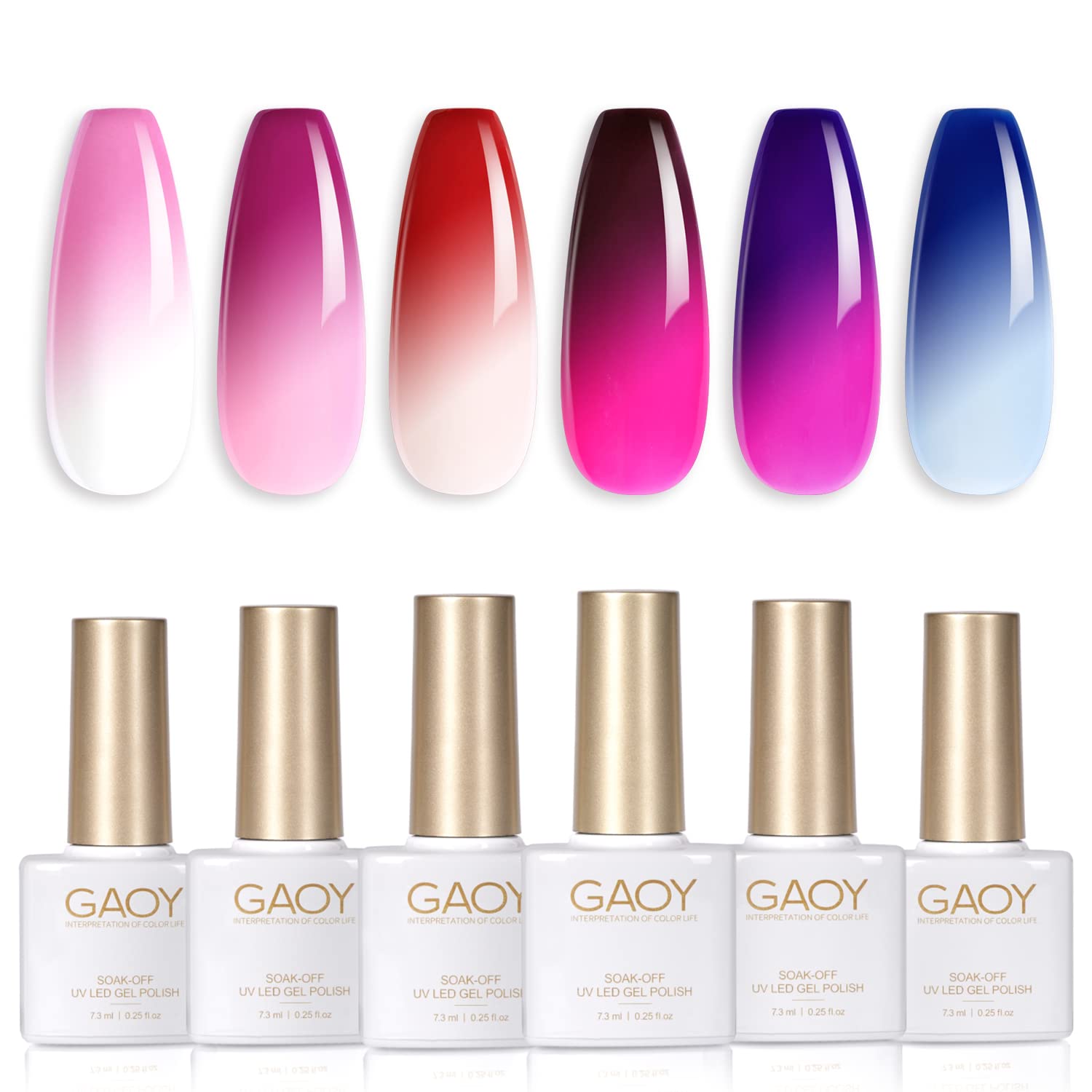 Foto 1 | Set De Esmaltes De Uñas En Gel Gaoy Color Changing, 6 Colores, 7,3 Ml - Venta Internacional.