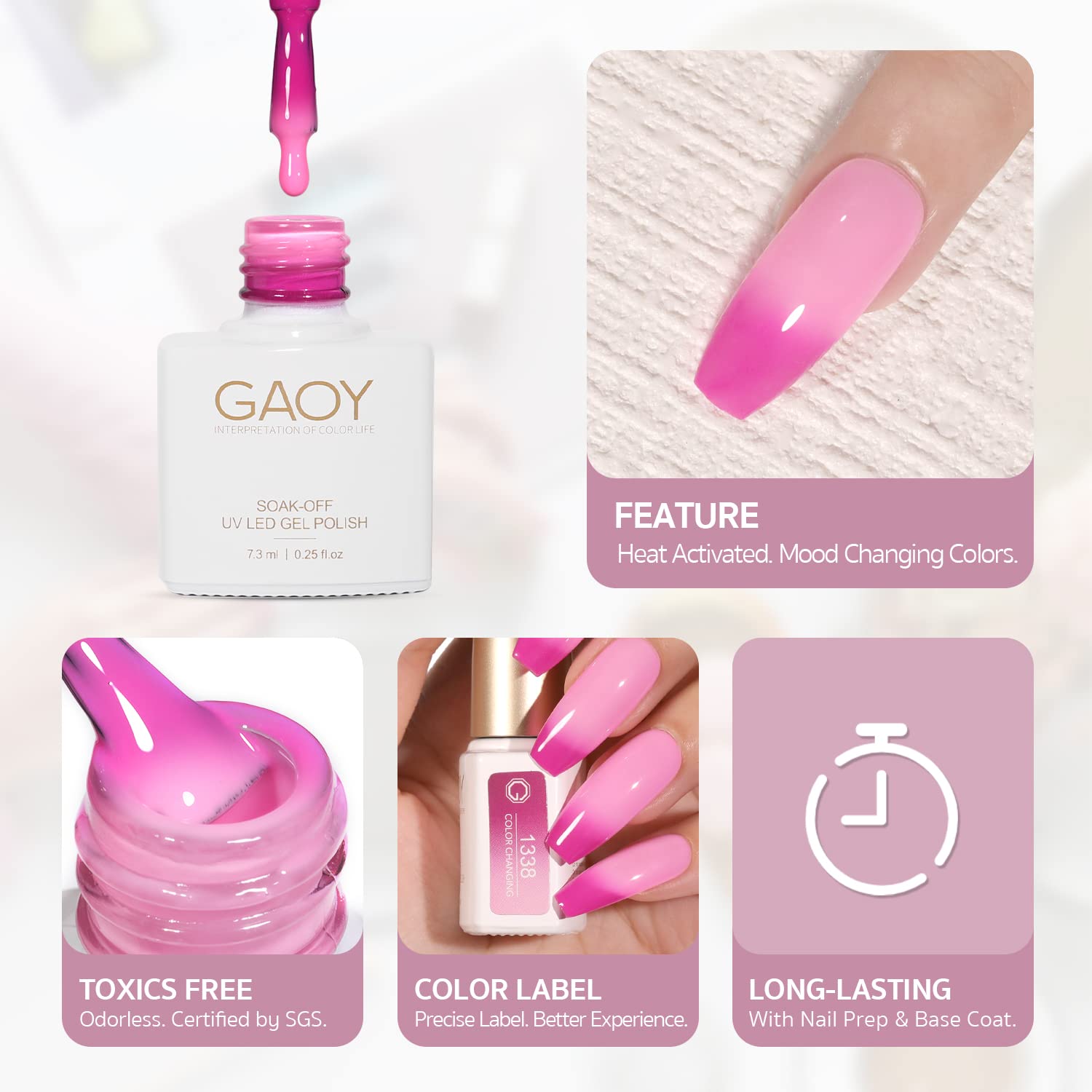 Foto 6 | Set De Esmaltes De Uñas En Gel Gaoy Color Changing, 6 Colores, 7,3 Ml - Venta Internacional.