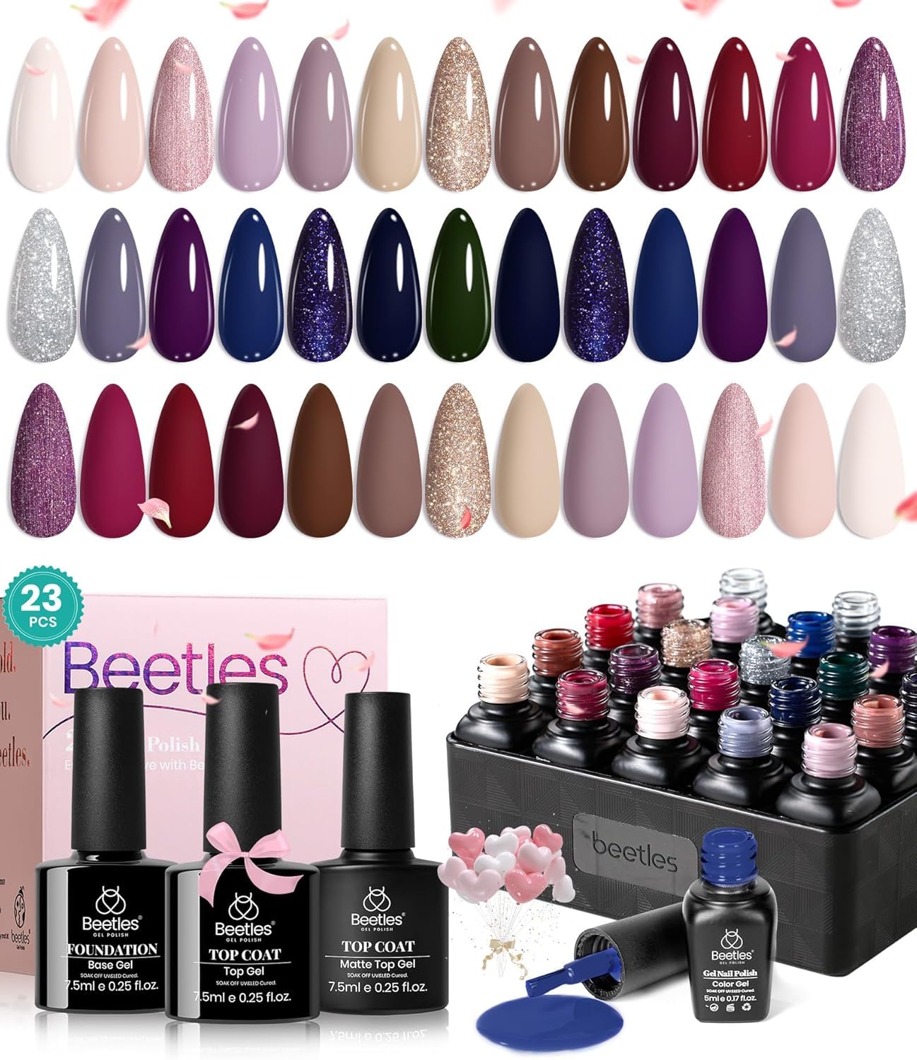 Foto 2 pulgar | Set De Esmaltes De Uñas En Gel Beetles, 20 Colores, Con Base Y Capa Superior - Venta Internacional.