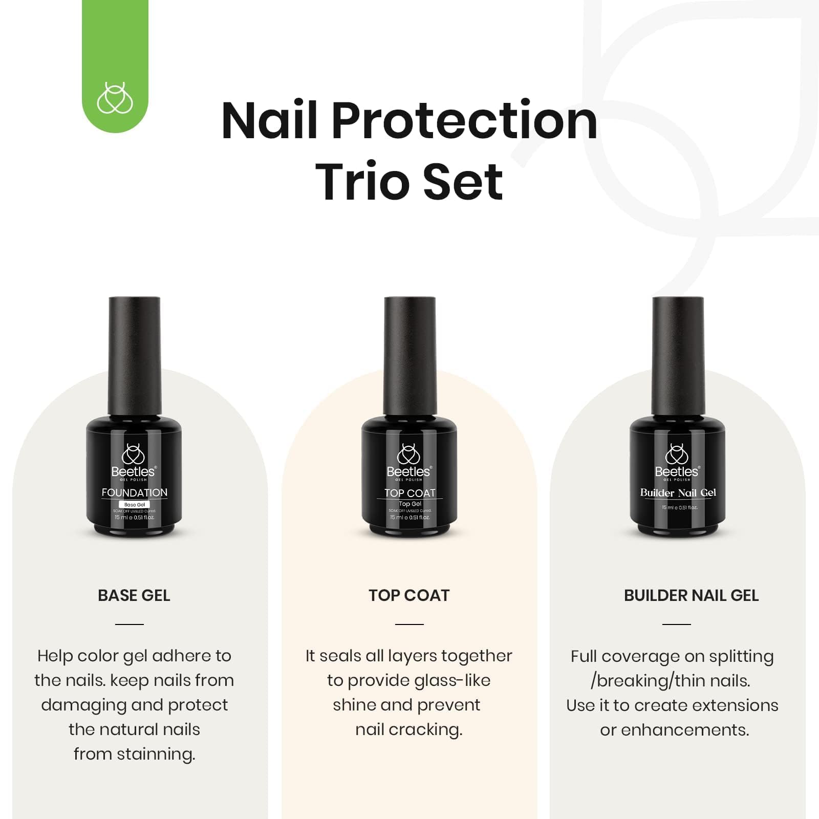 Foto 3 | Set de Gel para Uñas Beetles Builder 15 ml c/u 3 Unidades - Venta Internacional