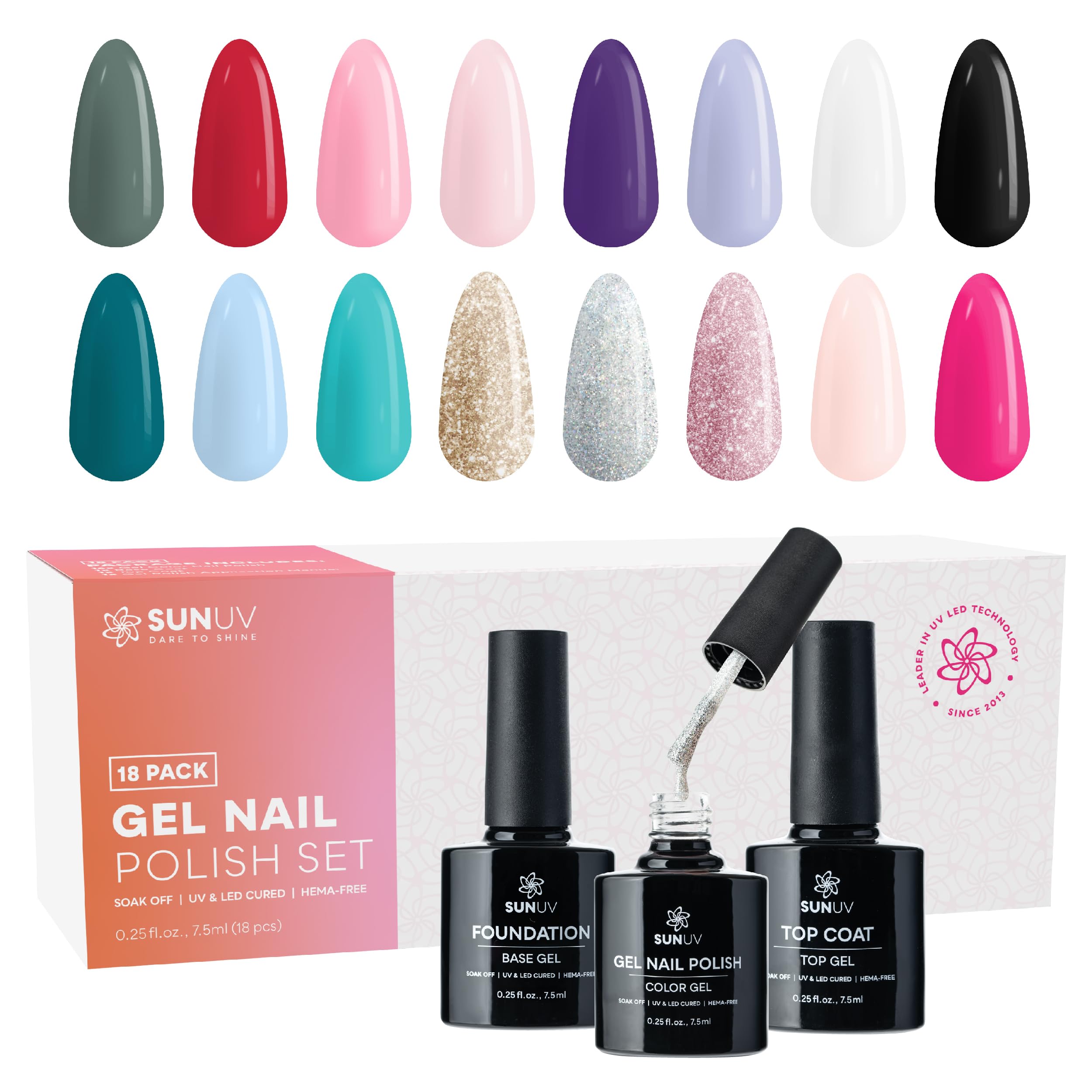 Foto 2 pulgar | Set De Esmaltes De Uñas En Gel Sunuv Hema Free, 16 Colores, 7,5 Ml, Con Capa Base - Venta Internacional.