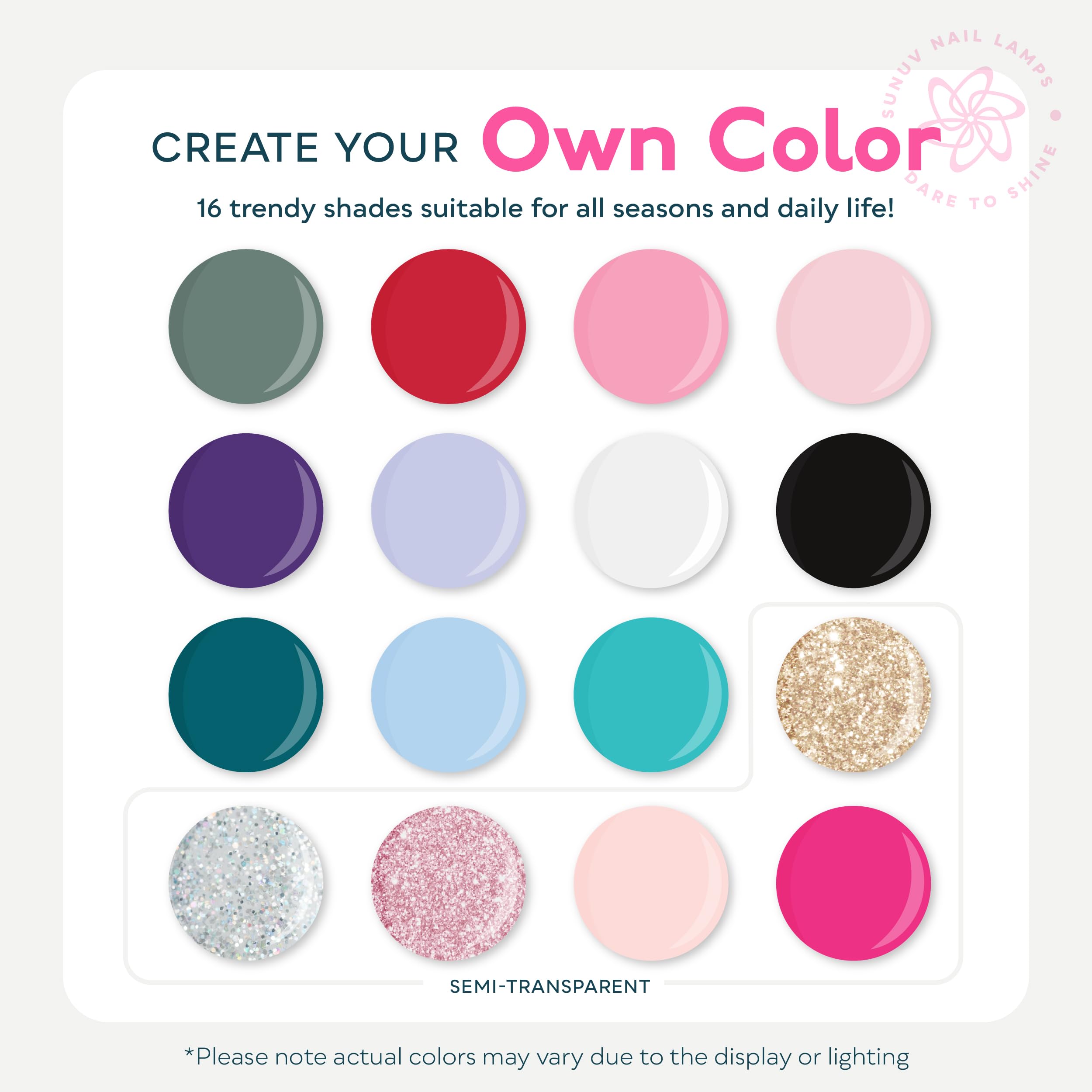Foto 2 | Set De Esmaltes De Uñas En Gel Sunuv Hema Free, 16 Colores, 7,5 Ml, Con Capa Base - Venta Internacional.
