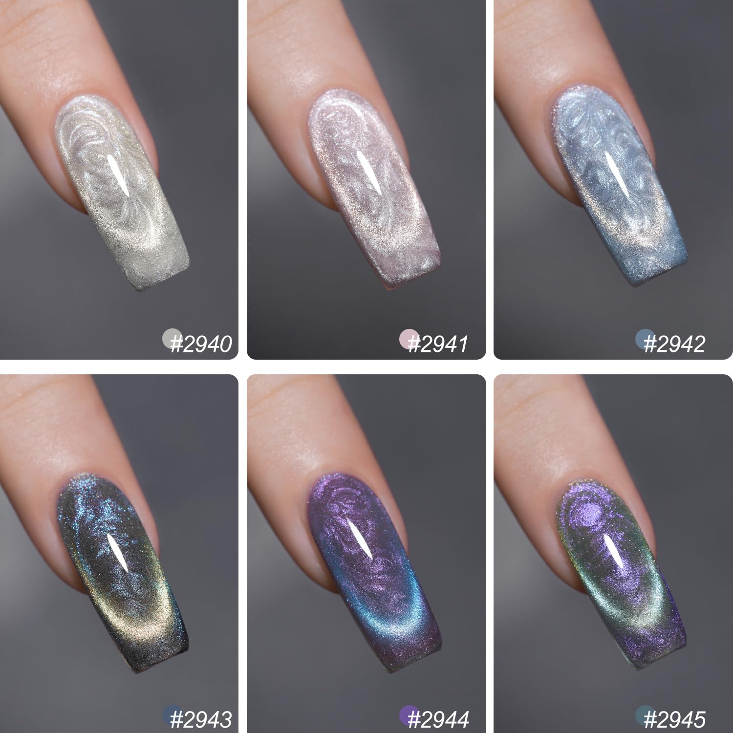 Foto 2 | Set De Esmaltes De Uñas Gaoy Pearl Glitter Cat Eye Gel 6 Colores, 7,3 Ml - Venta Internacional.