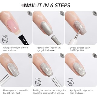 Foto 7 | Set De Esmaltes De Uñas Gaoy Pearl Glitter Cat Eye Gel 6 Colores, 7,3 Ml - Venta Internacional.