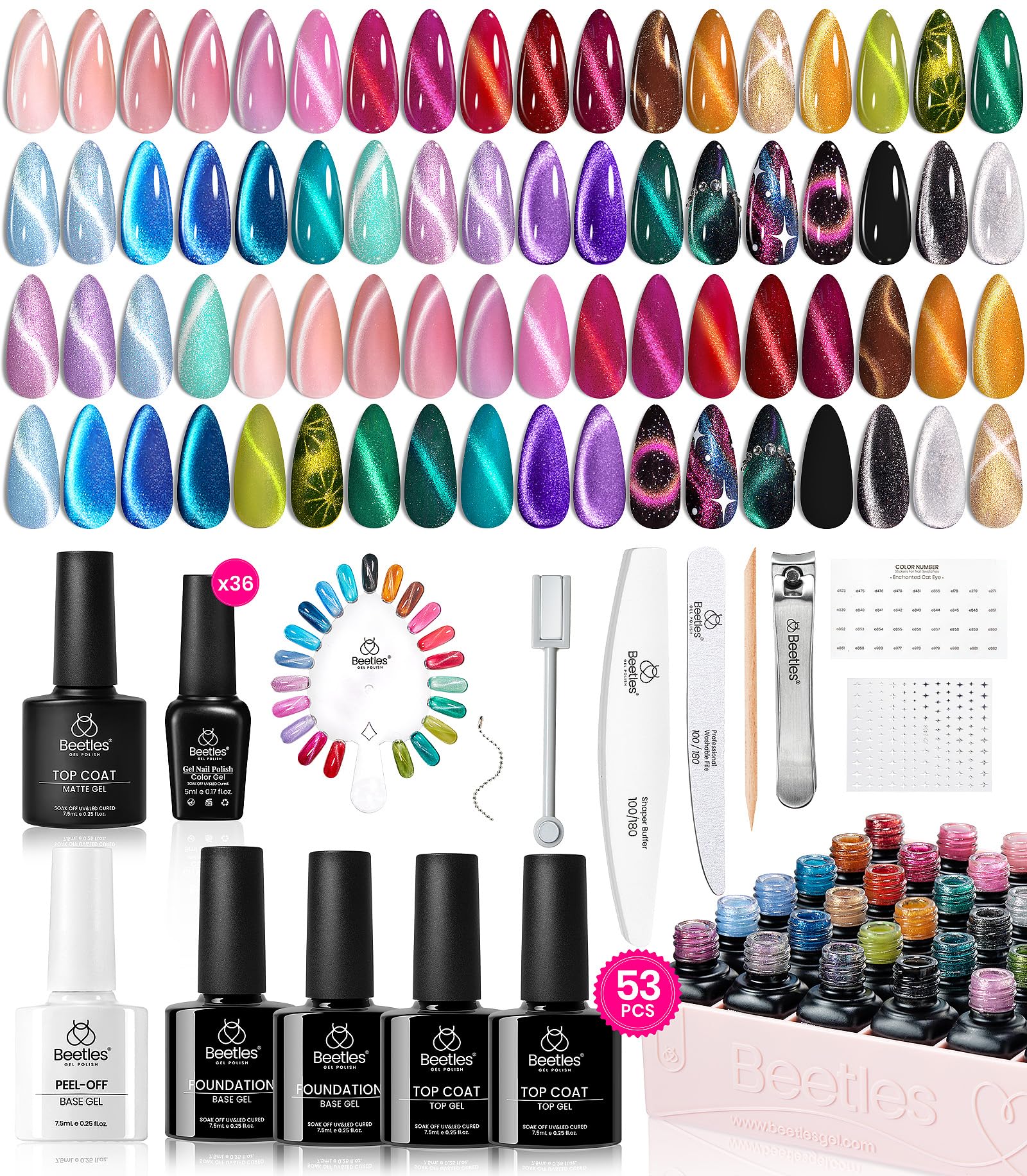 Foto 2 pulgar | Set De Esmaltes De Uñas Beetles Cat Eye Gel, 36 Colores Con Accesorio - Venta Internacional.
