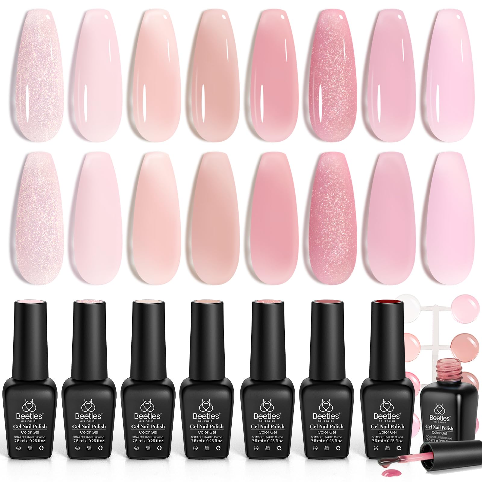 Set De Esmaltes De Uñas Beetles Spring Jelly Gel, 8 Colores, 7 Ml - Venta Internacional.
