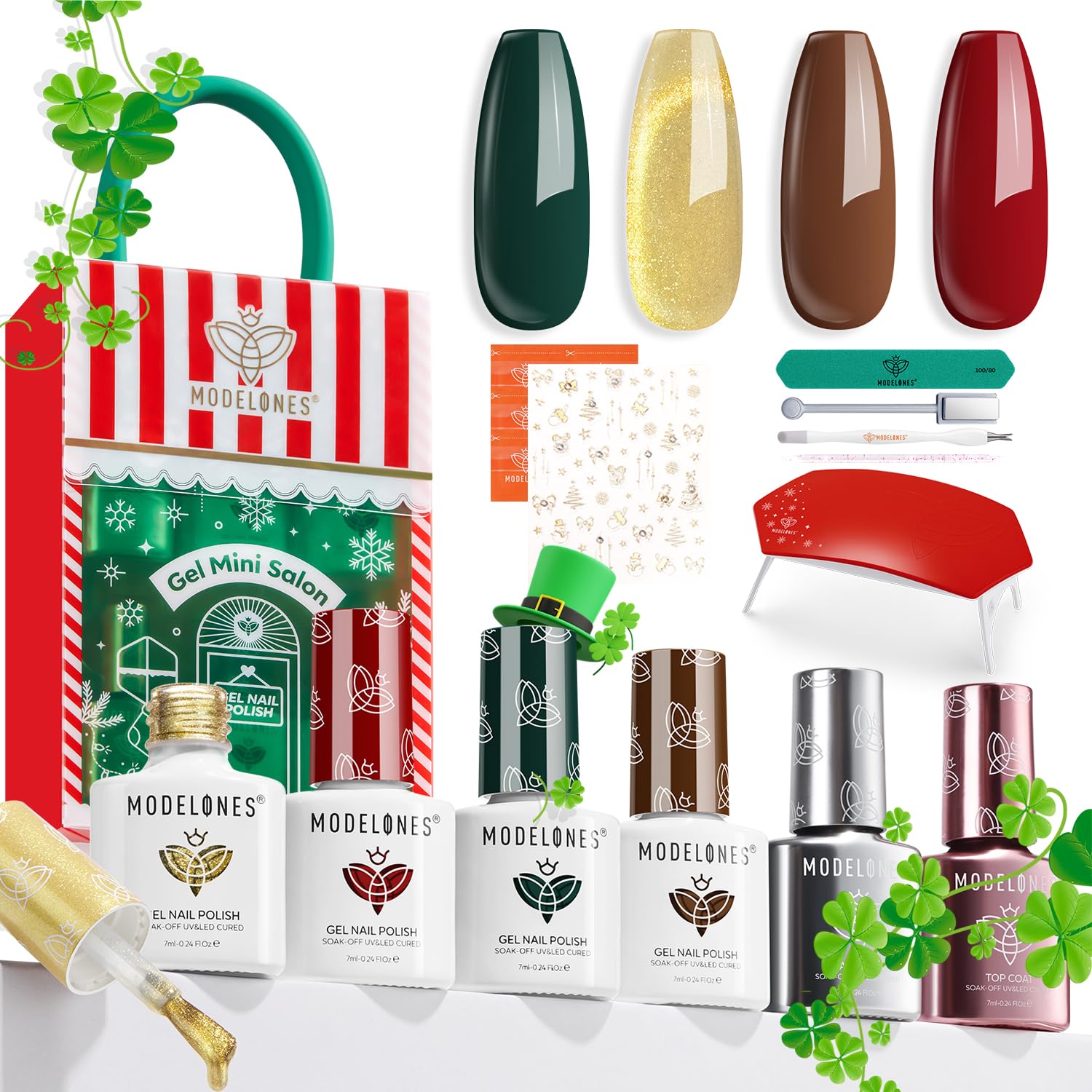 Foto 1 | Kit De Esmaltes De Uñas En Gel Modelones Con Uv, Rojo Claro, Verde Y Dorado - Venta Internacional.