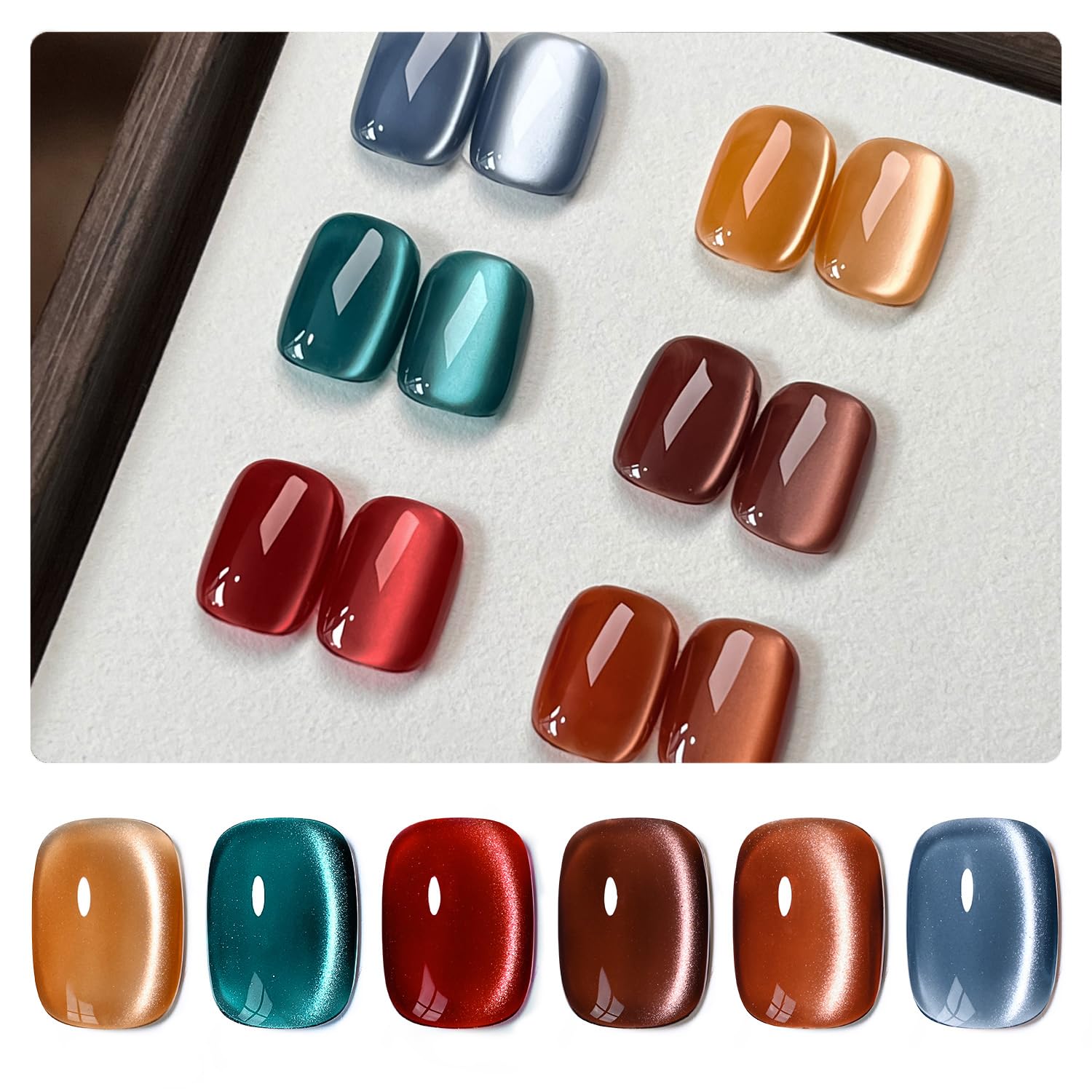 Foto 2 pulgar | Set De Esmaltes De Uñas Gaoy Silk Glitter Cat Eye Gel 6 Colores, 7,3 Ml - Venta Internacional.