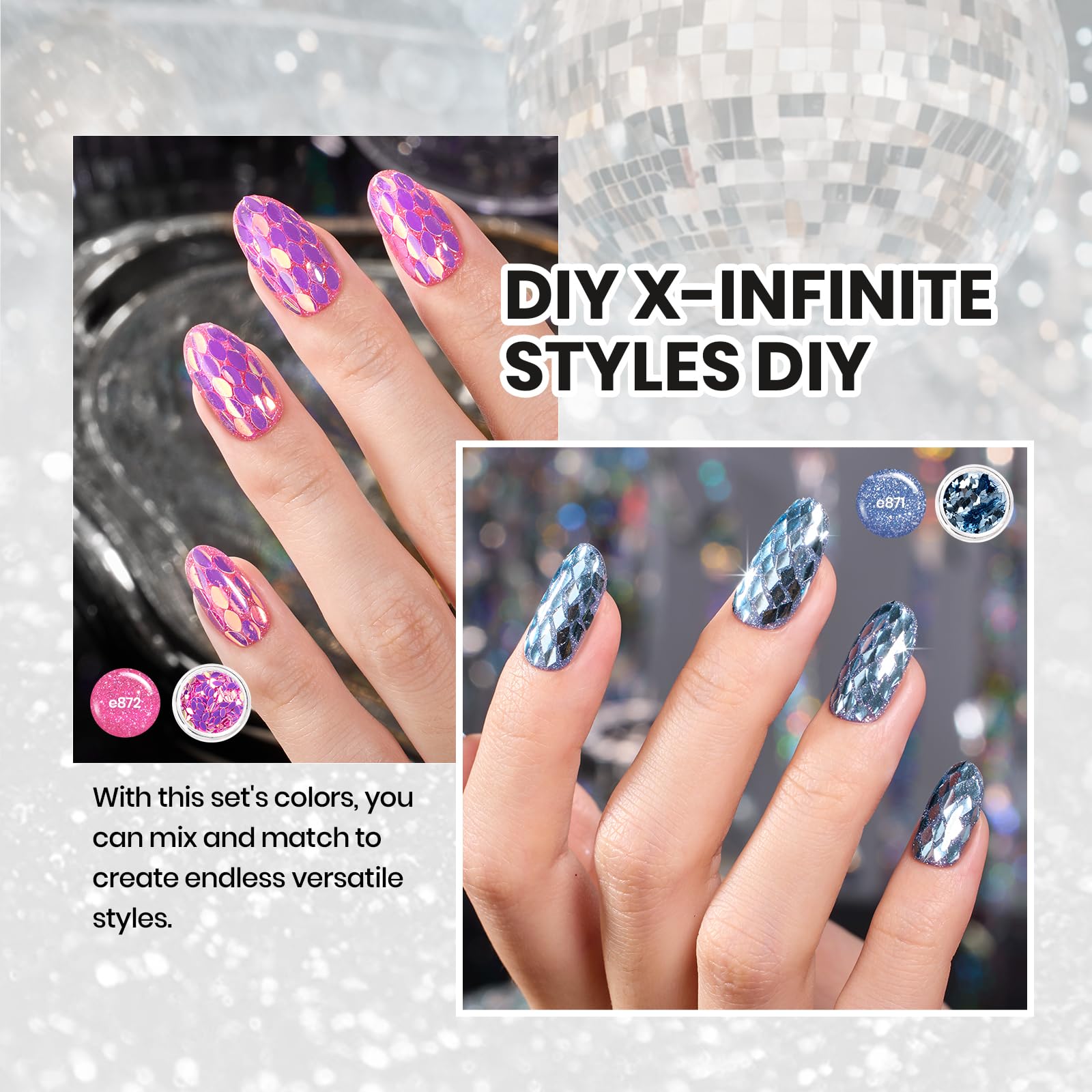Foto 4 pulgar | Esmalte De Uñas Beetles X Diy Nail Glitter Rosa, Azul Y Plateado - Venta Internacional.