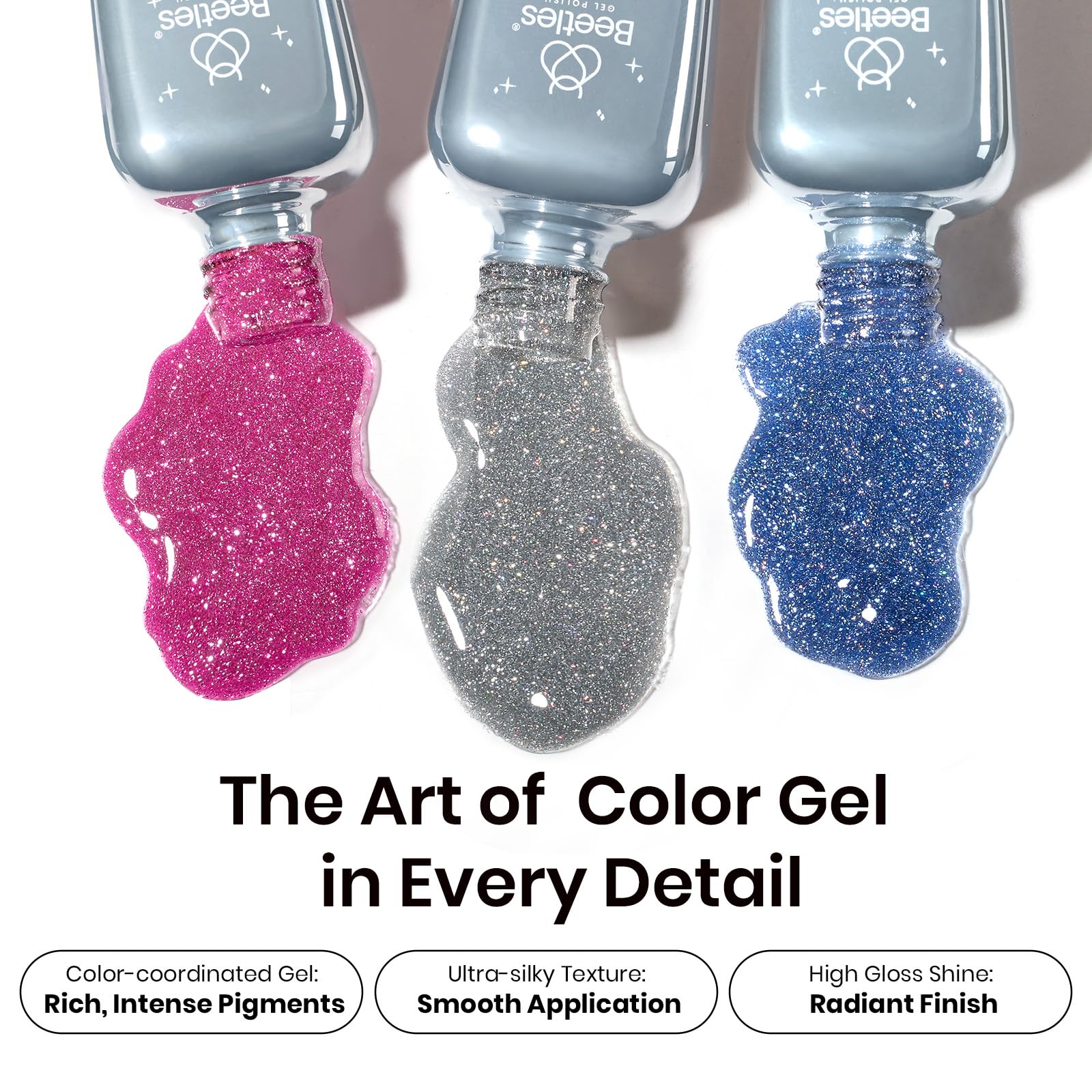 Foto 6 pulgar | Esmalte De Uñas Beetles X Diy Nail Glitter Rosa, Azul Y Plateado - Venta Internacional.