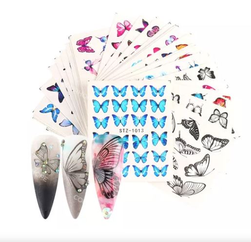 Stickers Para Uñas Press On De Mariposa 30 Pcs $427