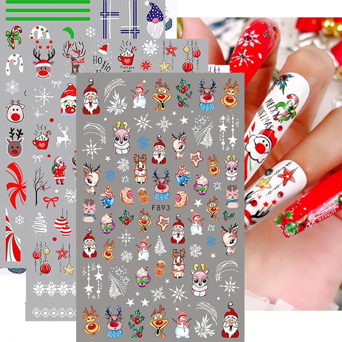 Foto 5 pulgar | Adhesivos Para Uñas Jmeowio Con Diseño Navideño, 10 Hojas, Autoadhesivas - Venta Internacional.