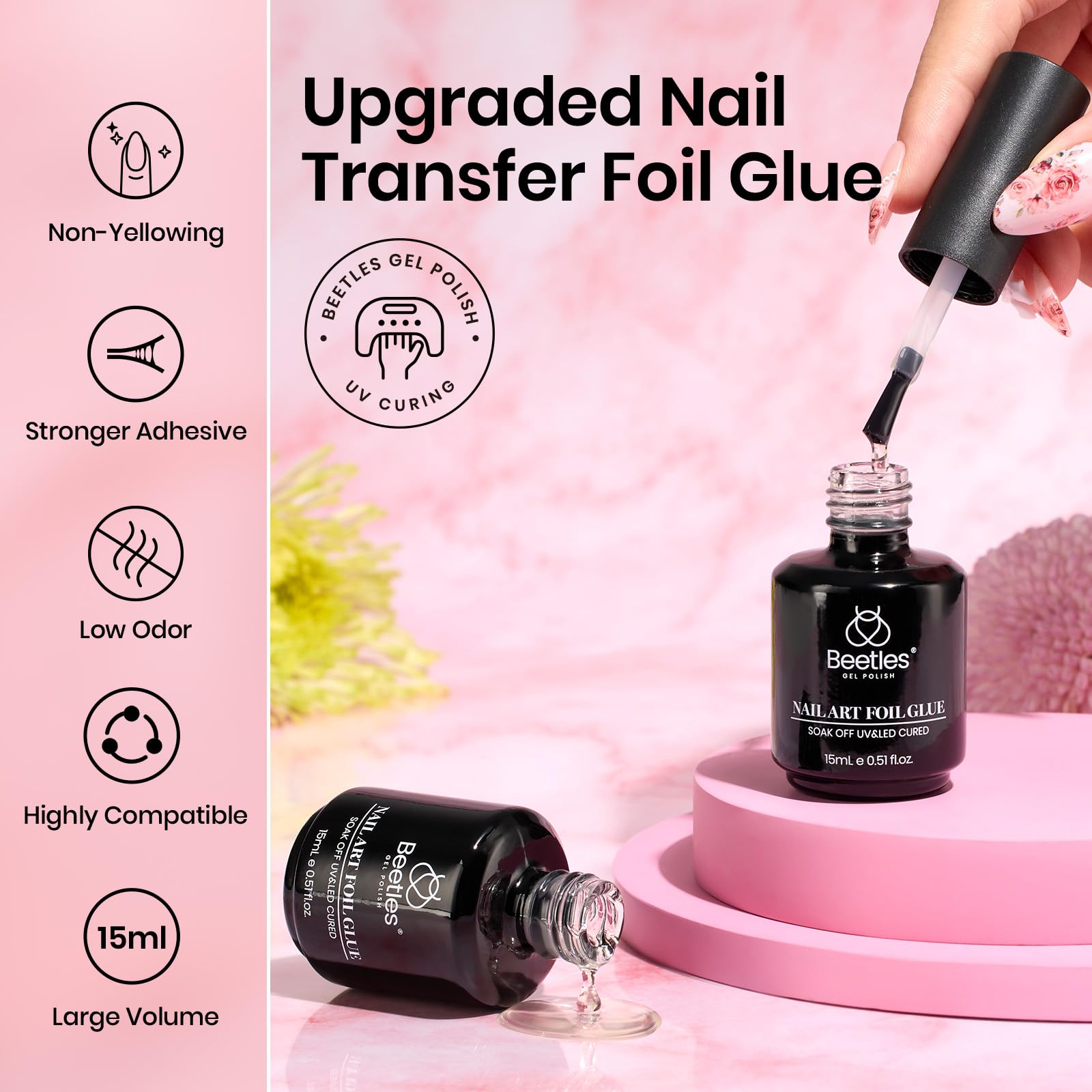Foto 3 | Set De Gel Adhesivo Para Uñas Beetles  15 Ml  2 Unidades  20 Pegatinas - Venta Internacional.