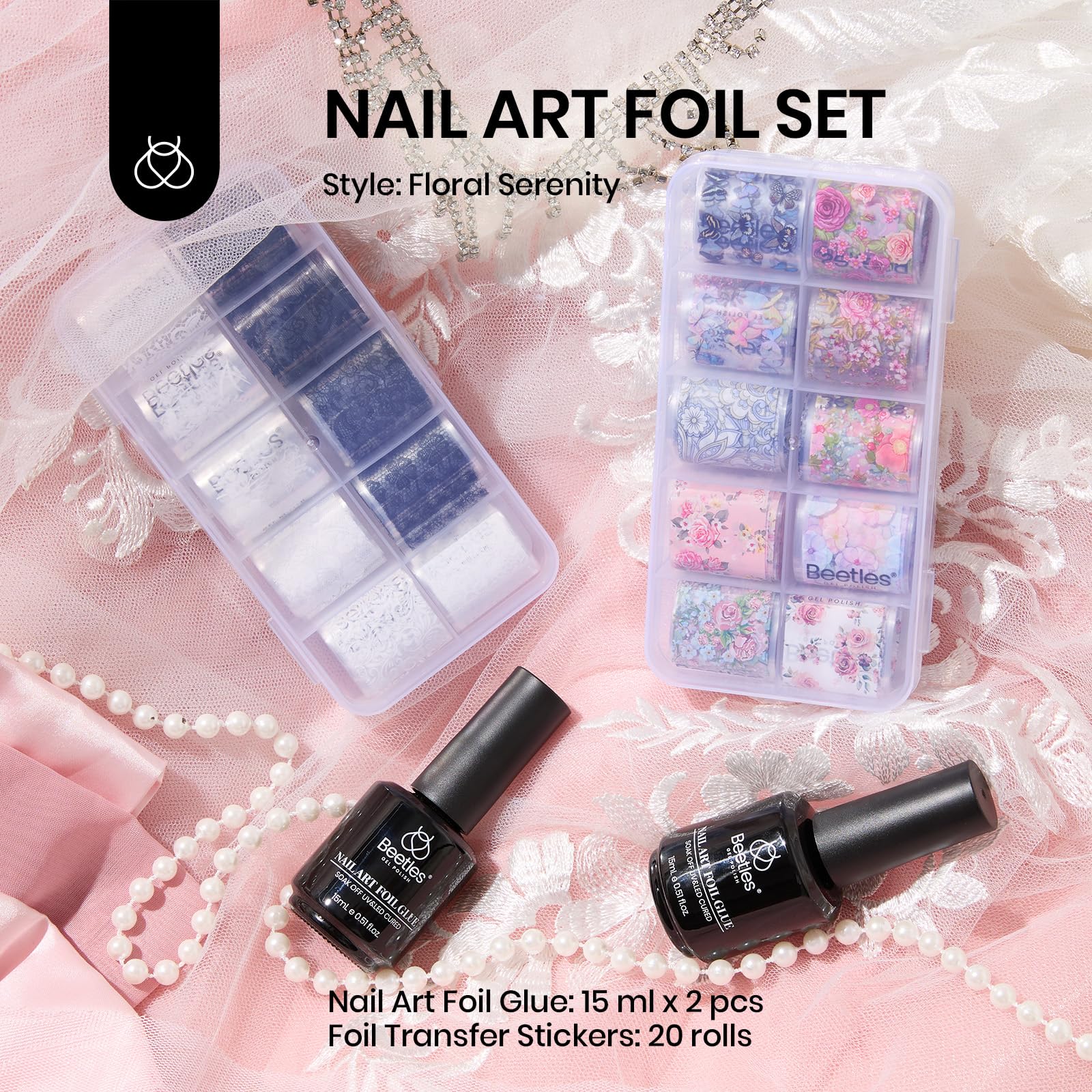 Foto 6 pulgar | Set De Gel Adhesivo Para Uñas Beetles  15 Ml  2 Unidades  20 Pegatinas - Venta Internacional.