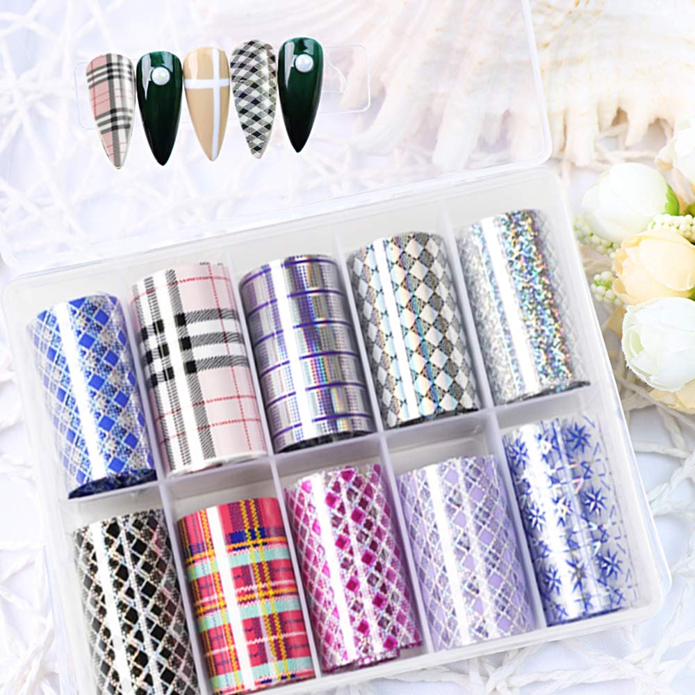Foto 4 pulgar | Adhesivos Transferibles Para Decoración De Uñas  Diseño A Cuadros De Búfalo  10 Unidades - Venta Internacional.