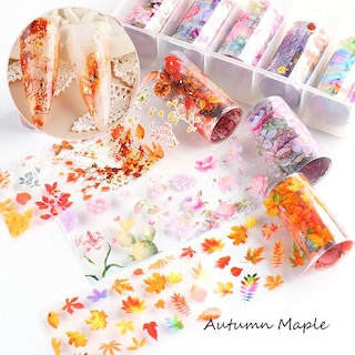 Foto 4 | Láminas Para Uñas Huoguo 10 Colores Hojas De Arce Día De Acción De Gracias - Venta Internacional.