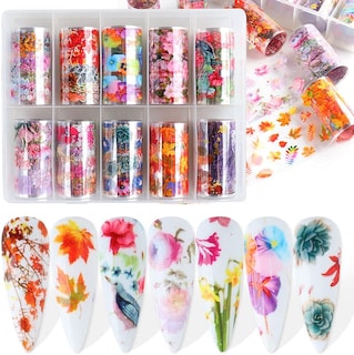 Foto 5 | Láminas Para Uñas Huoguo 10 Colores Hojas De Arce Día De Acción De Gracias - Venta Internacional.