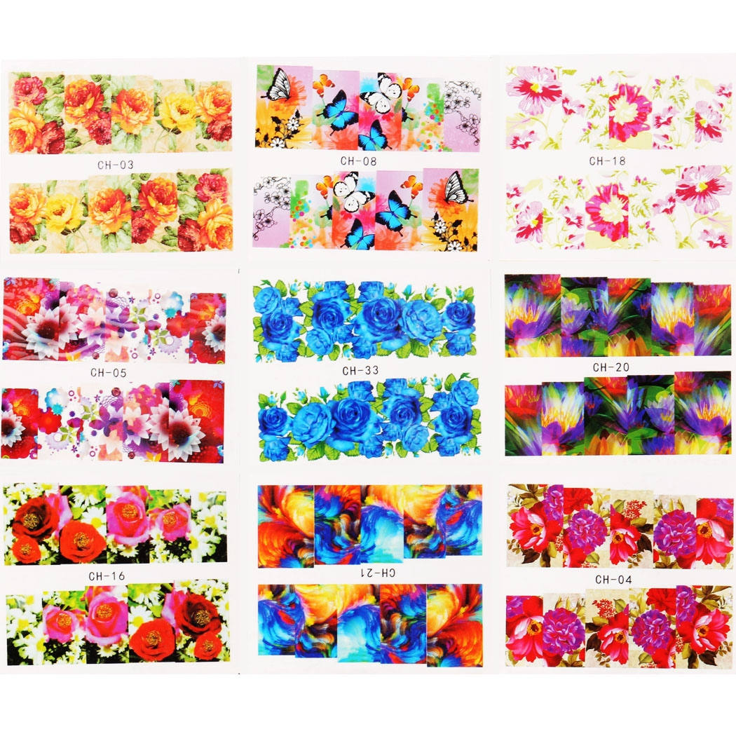Foto 2 pulgar | Stickers para Uñas con Transferencia de Agua Flor Multicolor 50 Piezas - Venta Internacional