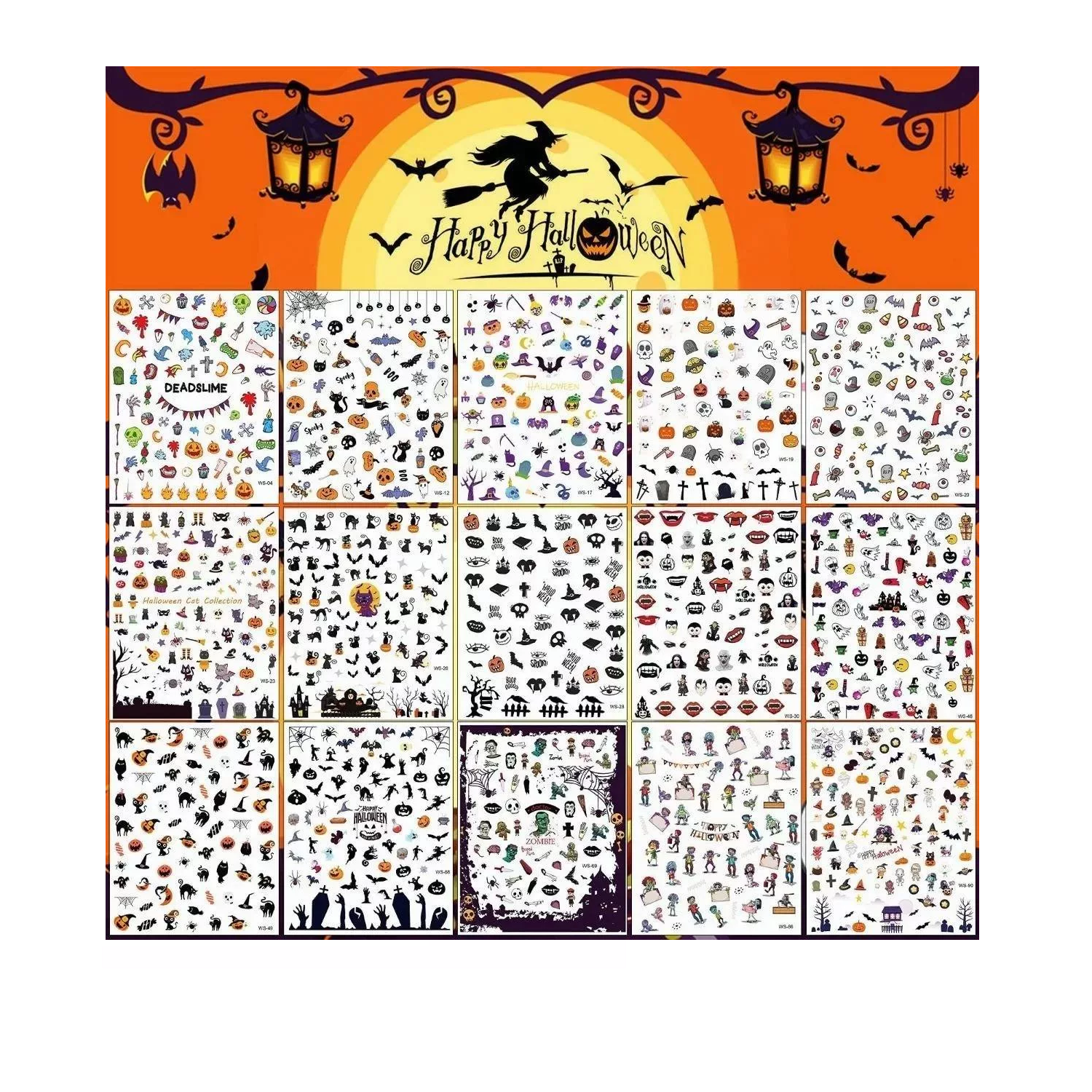 Sticker Uñas BELUG Halloween Decoración Pegatina Autoadhesiva 30 Piezas