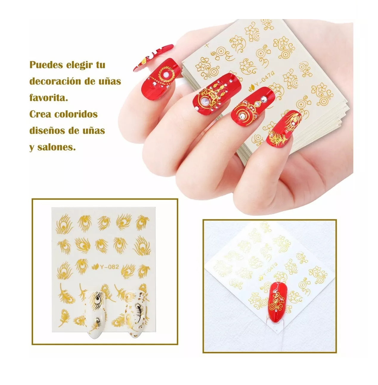 Foto 4 pulgar | Sticker Pegatinas Decorativas para Uñas 30 Hojas Dorado y Plata