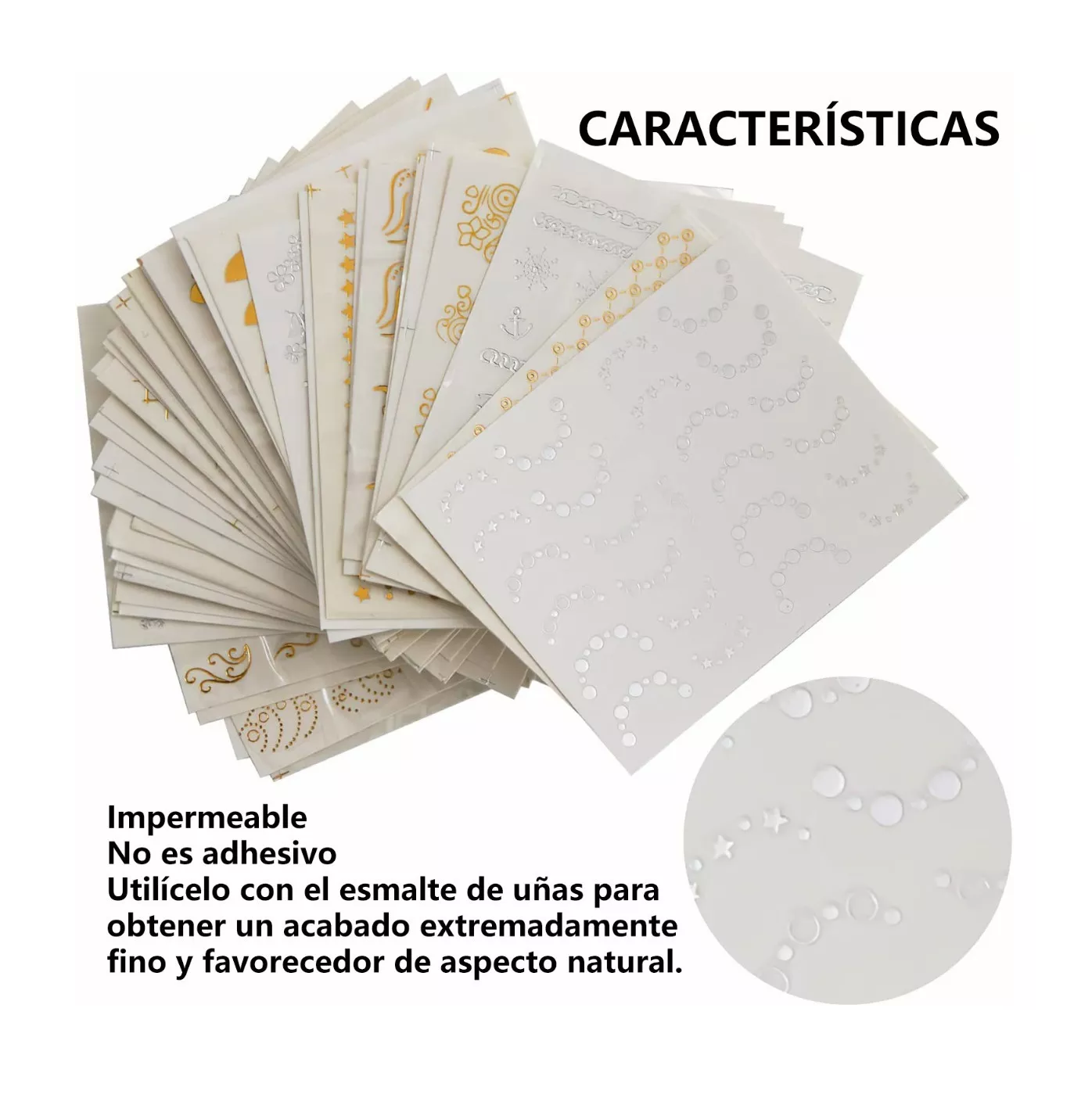 Foto 4 | Sticker Pegatinas Decorativas para Uñas 30 Hojas Dorado y Plata