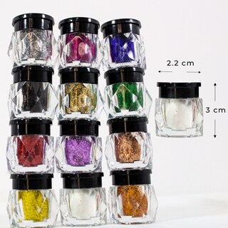 Foto 6 | Glitter Purpurina Diam para Maquillaje Uñas o Cuerpo 12 Piezas