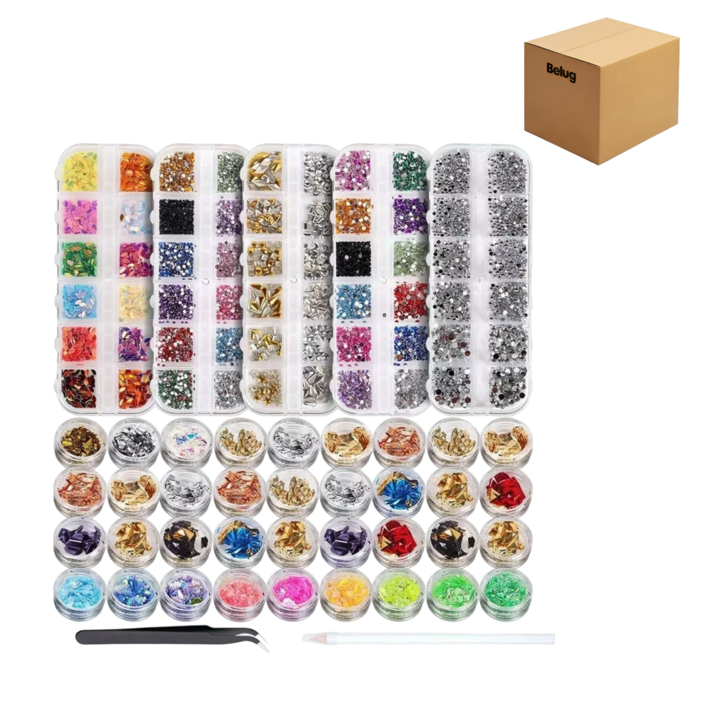 Decoración De Uñas 11440 Pcs Belug 36 Macetas Láminas Multicolor