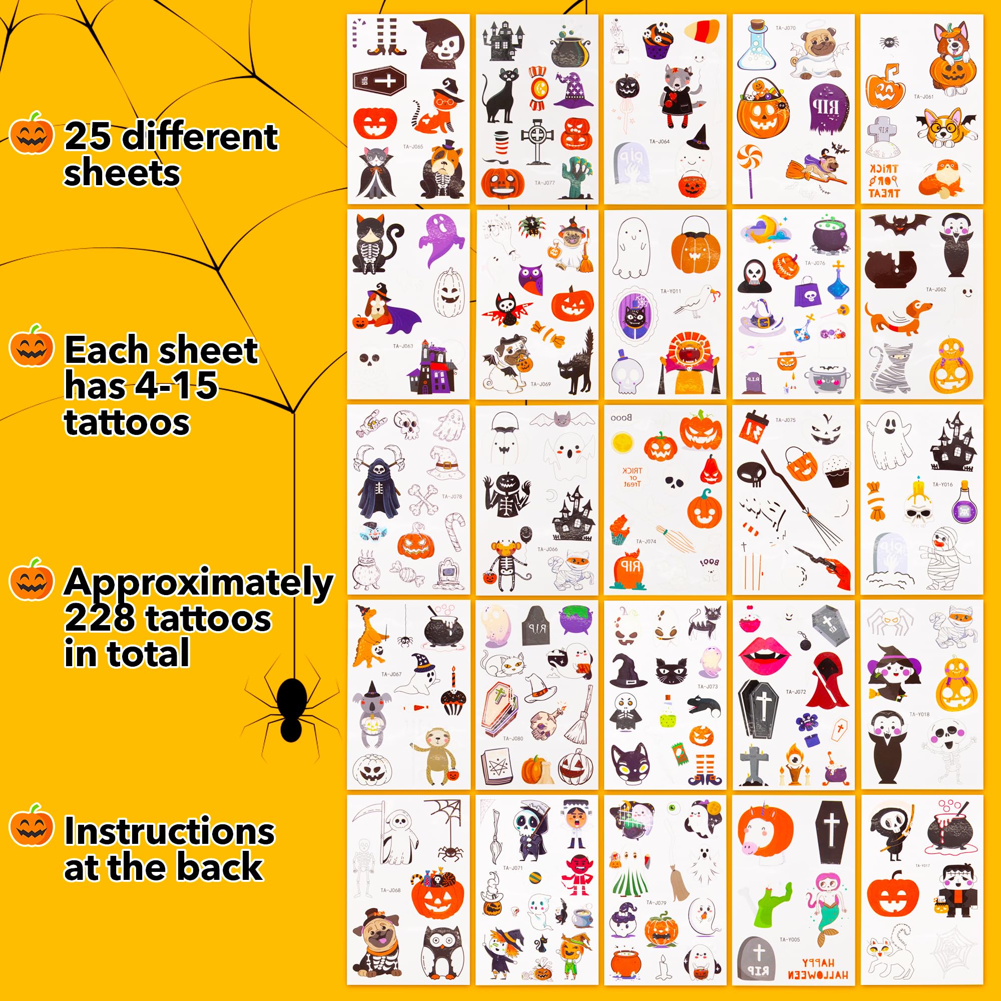 Foto 4 pulgar | Tatuajes Temporales Artcreativity 228 Estilos Que Brillan Para Halloween - Venta Internacional.