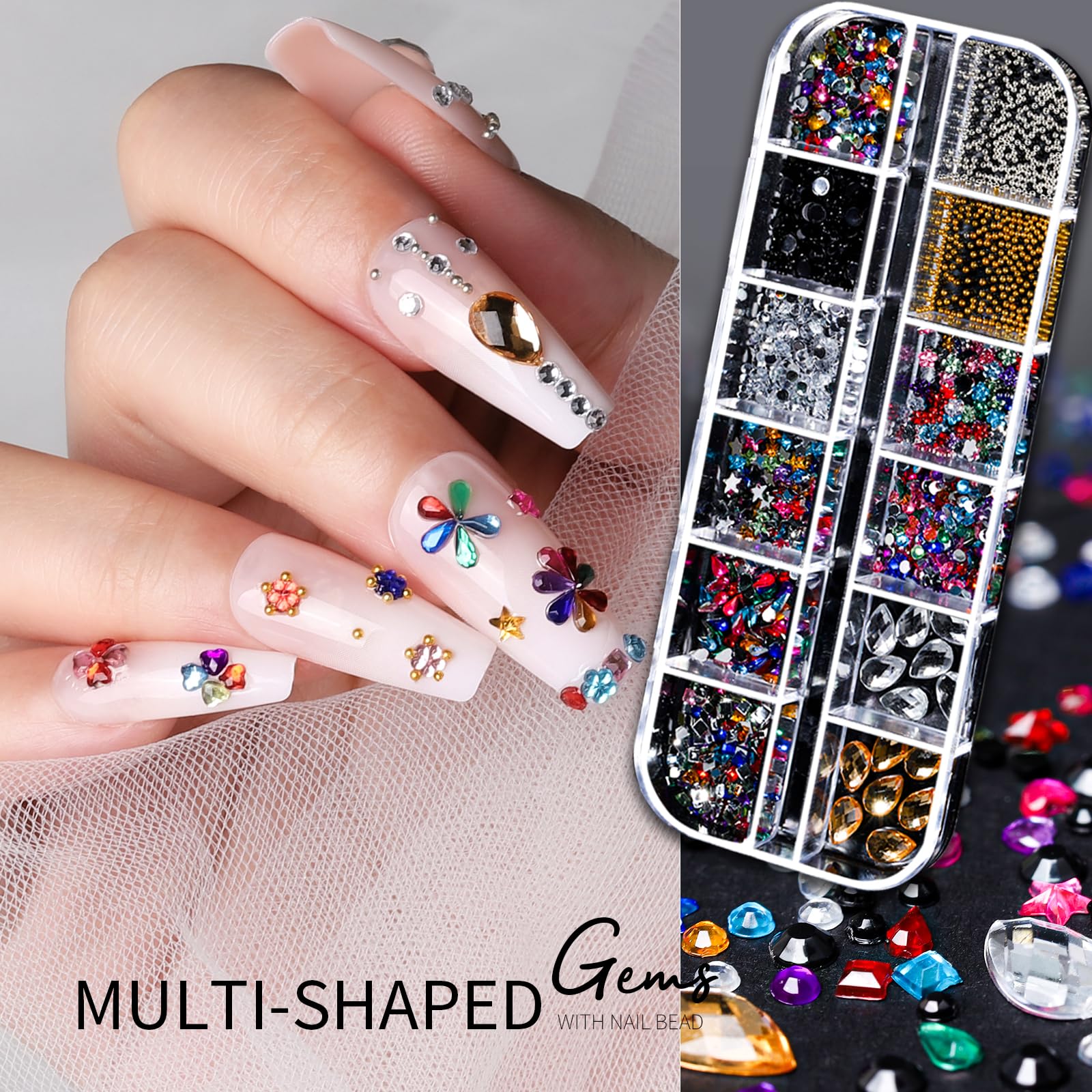 Foto 4 pulgar | Kit De Decoración De Uñas Teenitor Con Pegatinas Y Diamantes De Imitación - Venta Internacional.