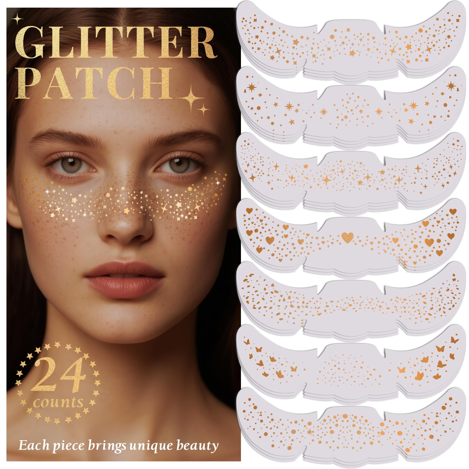 Foto 1 | Parches De Maquillaje Con Purpurina Y Pecas Besnel Gold Para Mujer X24 - Venta Internacional.