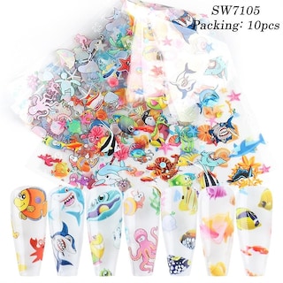 Foto 5 | Adhesivo Para Uñas Huoguo 3d Christmas Underwater World X10 - Venta Internacional.