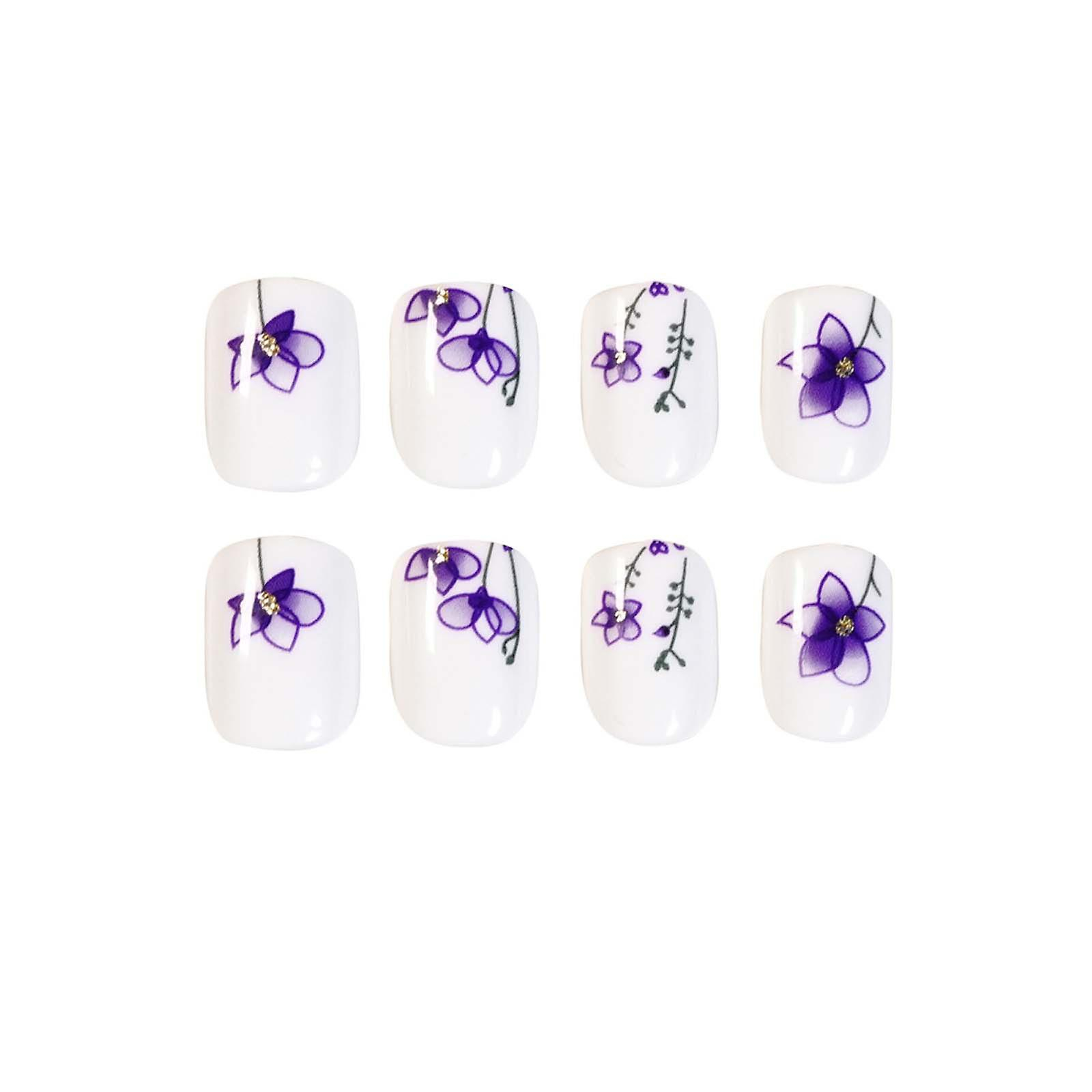 Foto 2 pulgar | Parche De Uñas Postizas Para Uñas  3 Ml  Estampado De Flores Con Tinta  24 Unidades  Huoguo - Venta Internacional.