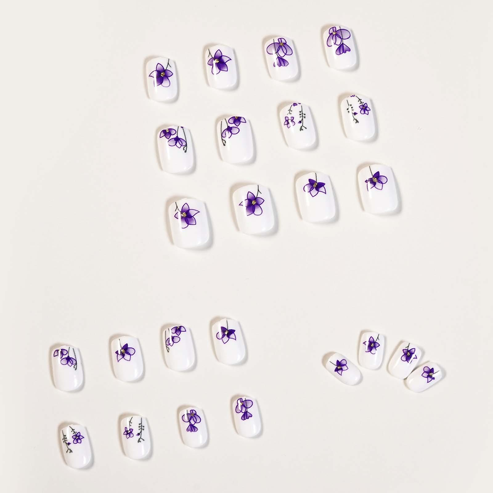 Foto 4 pulgar | Parche De Uñas Postizas Para Uñas  3 Ml  Estampado De Flores Con Tinta  24 Unidades  Huoguo - Venta Internacional.