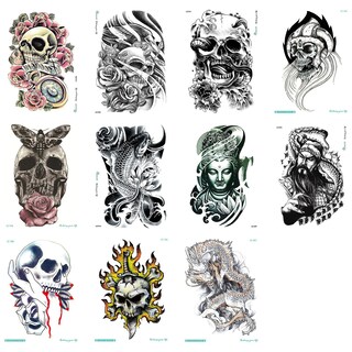 Foto 1 | Adhesivo Temporal Para Tatuajes Con Forma De Calavera Terror - Venta Internacional.