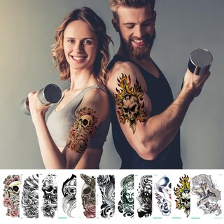 Foto 2 | Adhesivo Temporal Para Tatuajes Con Forma De Calavera Terror - Venta Internacional.