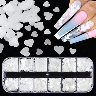 Foto 2 | Lentejuelas Para Decoración De Uñas Holográficas Purpurina Corazón Blanco Para San Valentín - Venta Internacional.