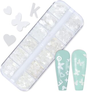 Foto 3 | Lentejuelas Para Decoración De Uñas Holográficas Purpurina Corazón Blanco Para San Valentín - Venta Internacional.