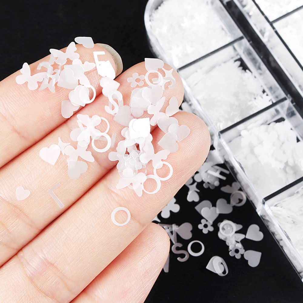 Foto 6 pulgar | Lentejuelas Para Decoración De Uñas  Holográficas  Purpurina  Corazón Blanco Para San Valentín - Venta Internacional.