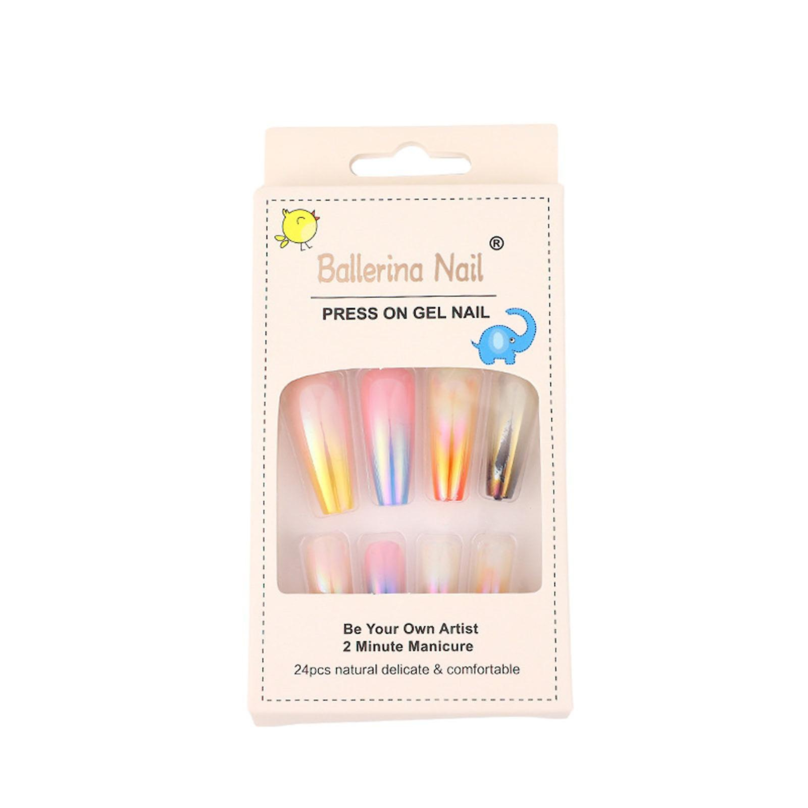 Foto 1 | Uñas Postizas Huoguo Con Forma De Ataúd  24 Piezas  Con Pegatinas Y Archivos - Venta Internacional.