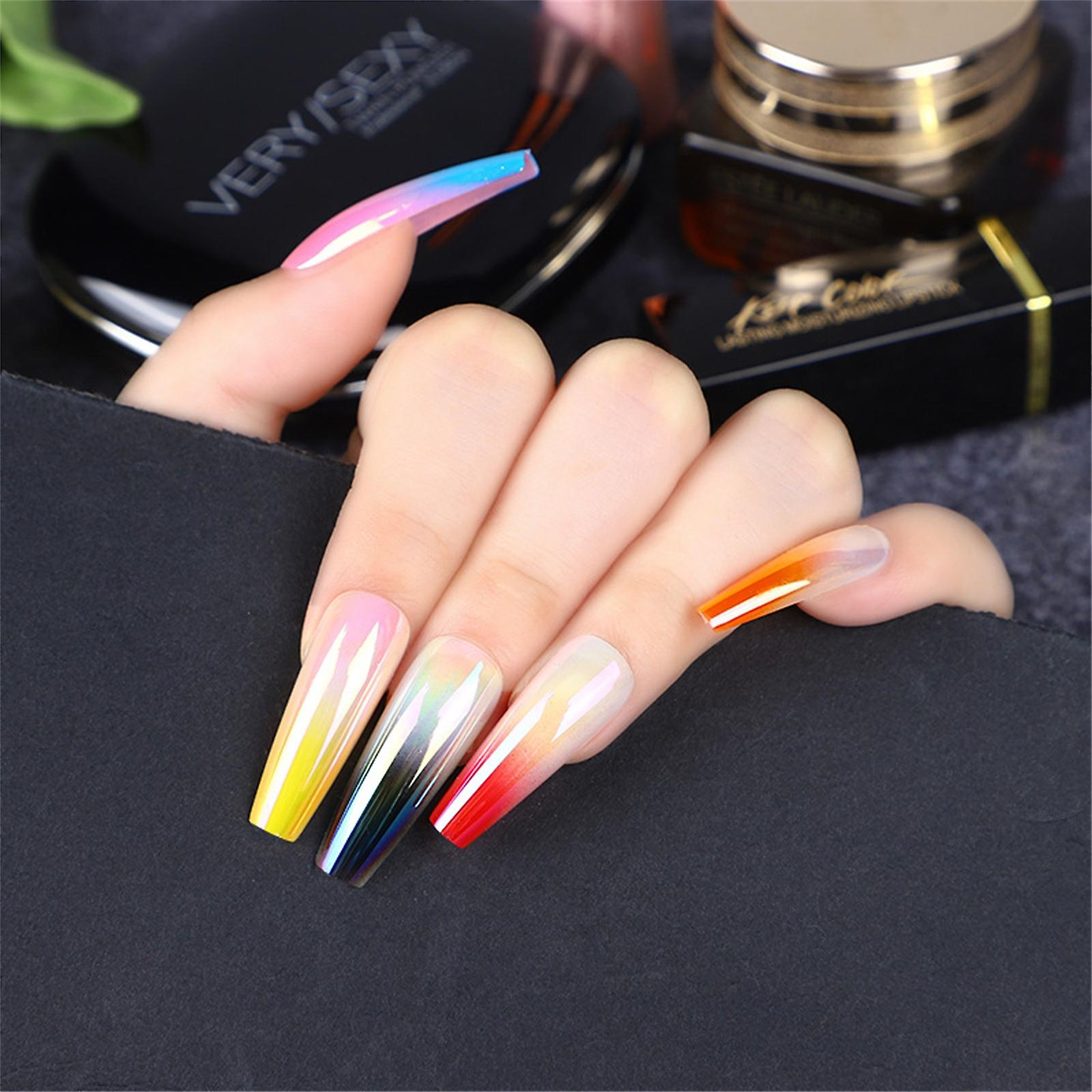 Foto 4 pulgar | Uñas Postizas Huoguo Con Forma De Ataúd  24 Piezas  Con Pegatinas Y Archivos - Venta Internacional.