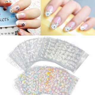 Foto 2 | Calcomanías Para Manicura 3d Con Forma De Flor 50 Unidades Doradas Y Plateadas - Venta Internacional.